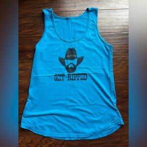 YELLOWSTONE: Blue 'Get Ripped' Graphic Tank Top Turquoise Small